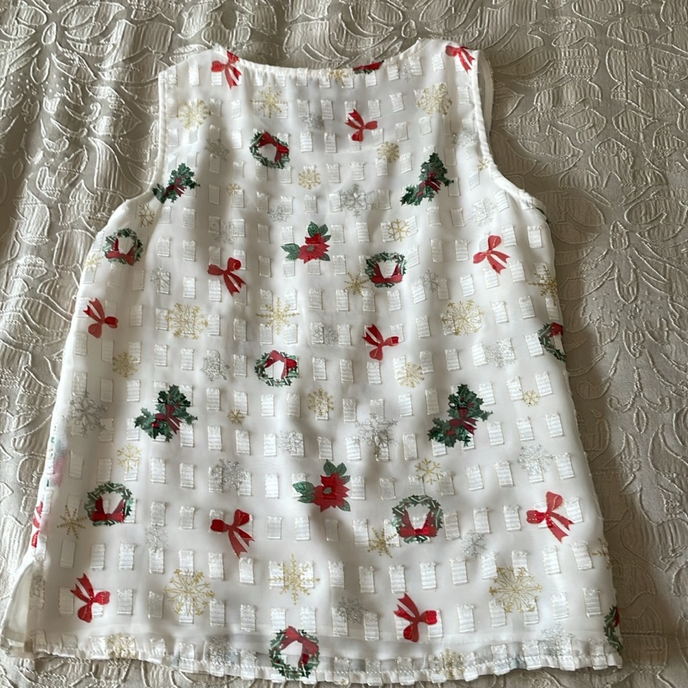 Draper’s & Damon’s Women’s SZ S Holiday Print Sleeveless Pullover Christmas Top - Picture 2 of 12
